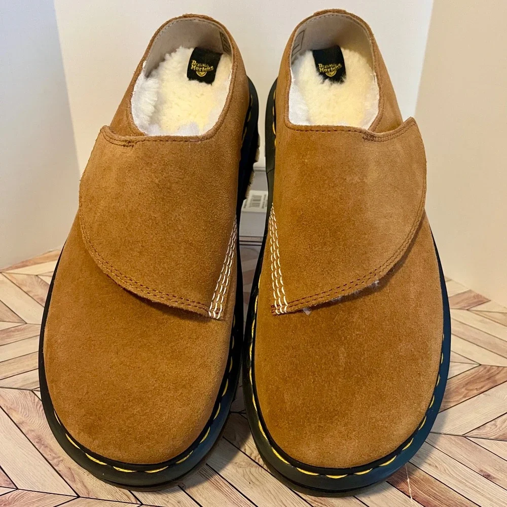 Dr Martens Zebzag Anywair Warm Lined Bronx Suede Desert Brown Men 7 Wmn‎ 8 Mules